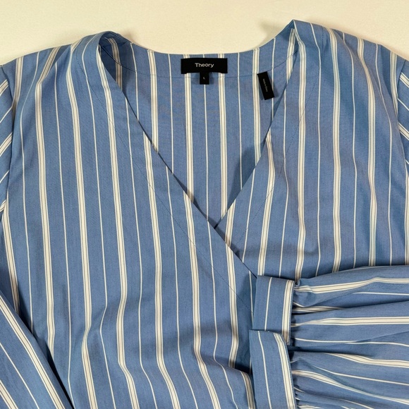 THEORY Quincy Striped Wrap Top Size L - Picture 6 of 12